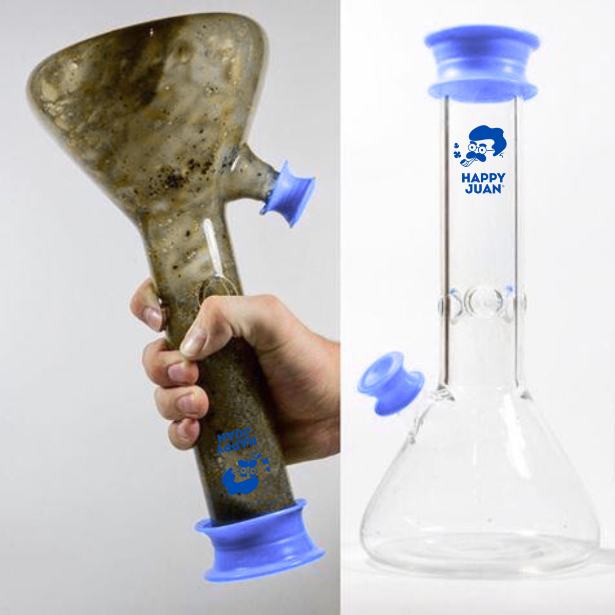 Pack Bong Pyrex Chico Y Limpiador 420 Happy Juan 500ml