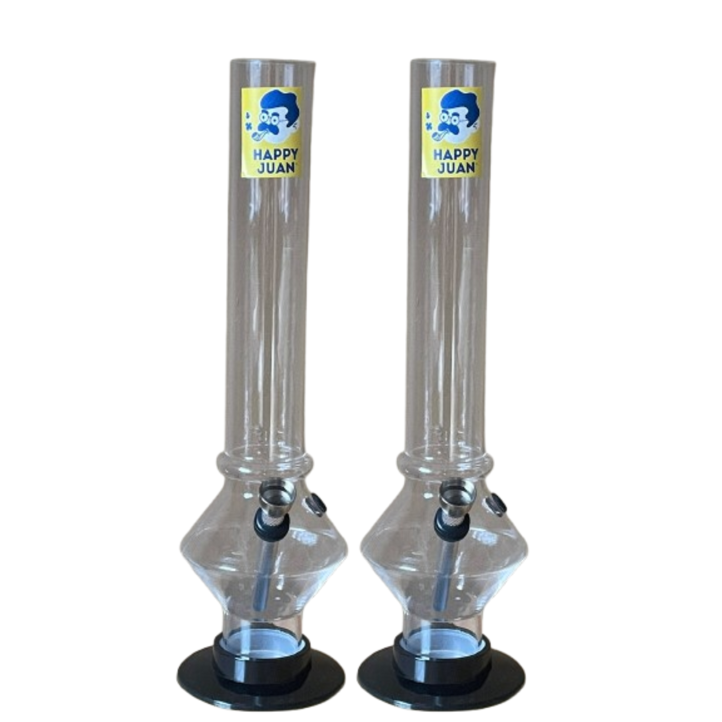 2Pack (Gemelos) Bong Plástico Acrílico Resistente Grande Happy Juan