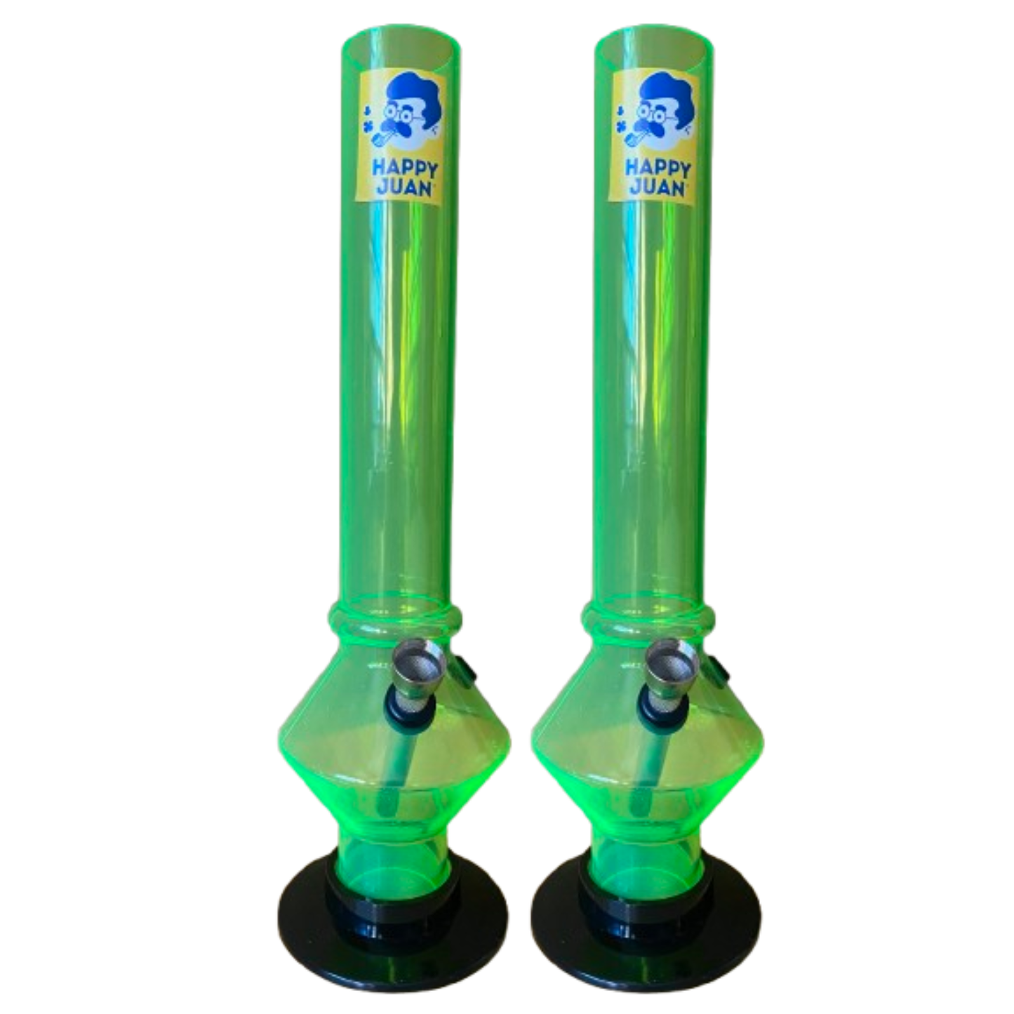 2Pack (Gemelos) Bong Plástico Acrílico Resistente Grande Happy Juan