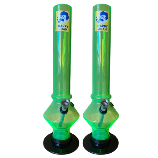 2Pack (Gemelos) Bong Plástico Acrílico Resistente Grande Happy Juan