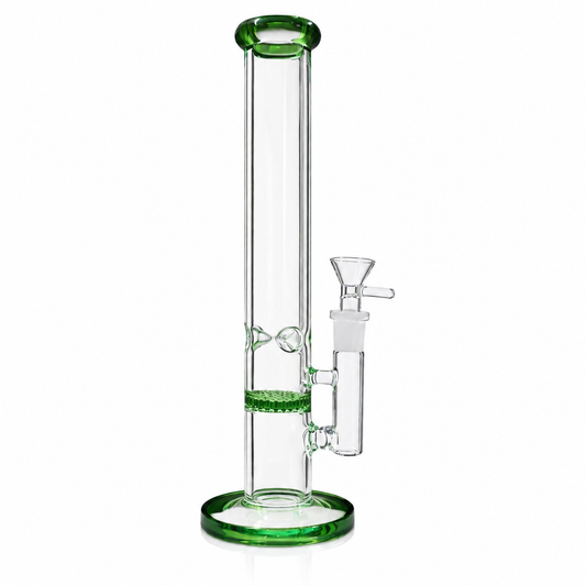 Bong Mediano 90 Grados con Percolador Pipa de Vidrio Pyrex Tipo Happy Juan 26cm altura